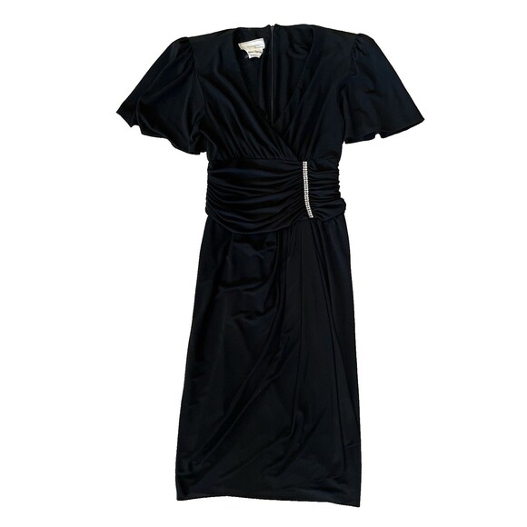 Warren Petites womens Vintage 80s Cocktail Dress size 6P Black  Knee Length - Picture 1 of 6
